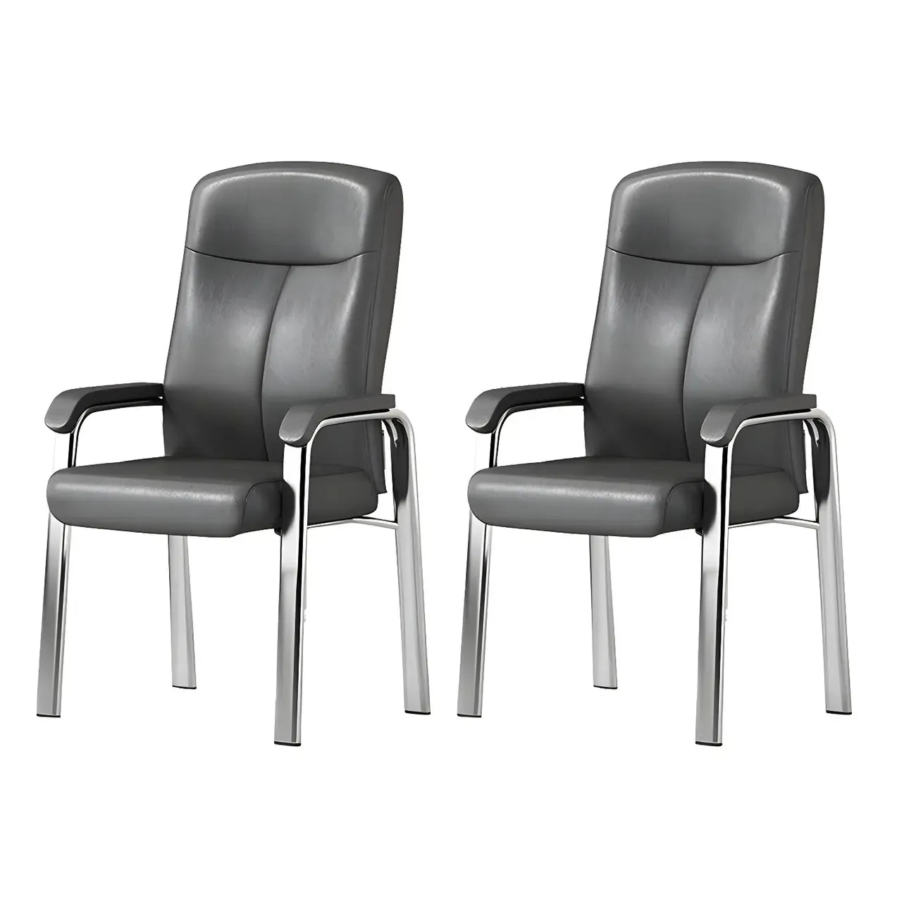 Chaise de bureau moderne HomeyFad en cuir et métal, à 4 pieds et accoudoirs