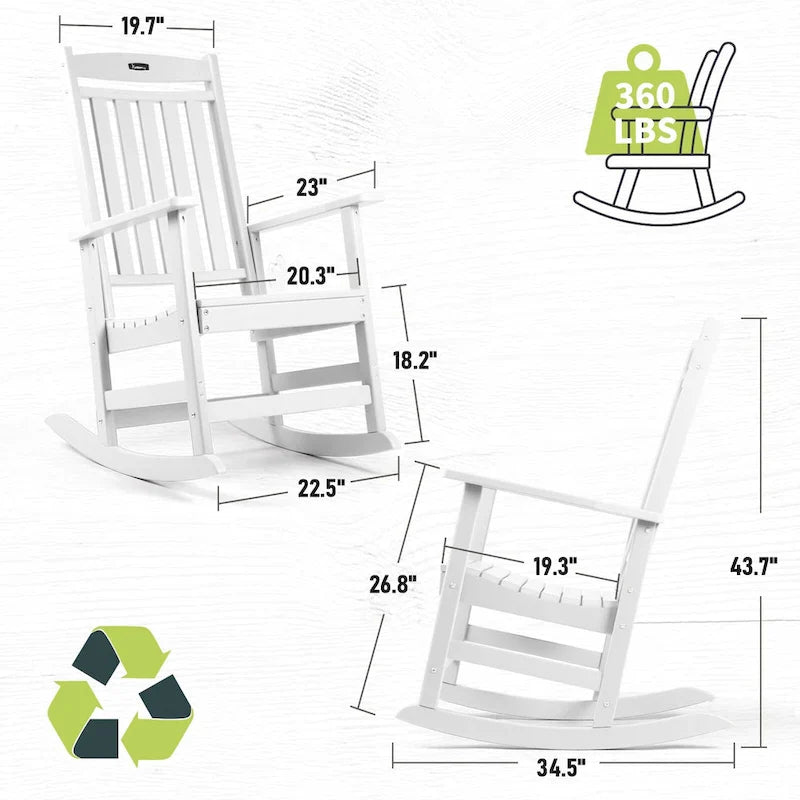Ensemble de 2 chaises berçantes d'extérieur à dossier haut Vrakae pour tous les temps