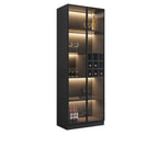 Armoire à vin minimaliste en bois noir avec porte vitrée