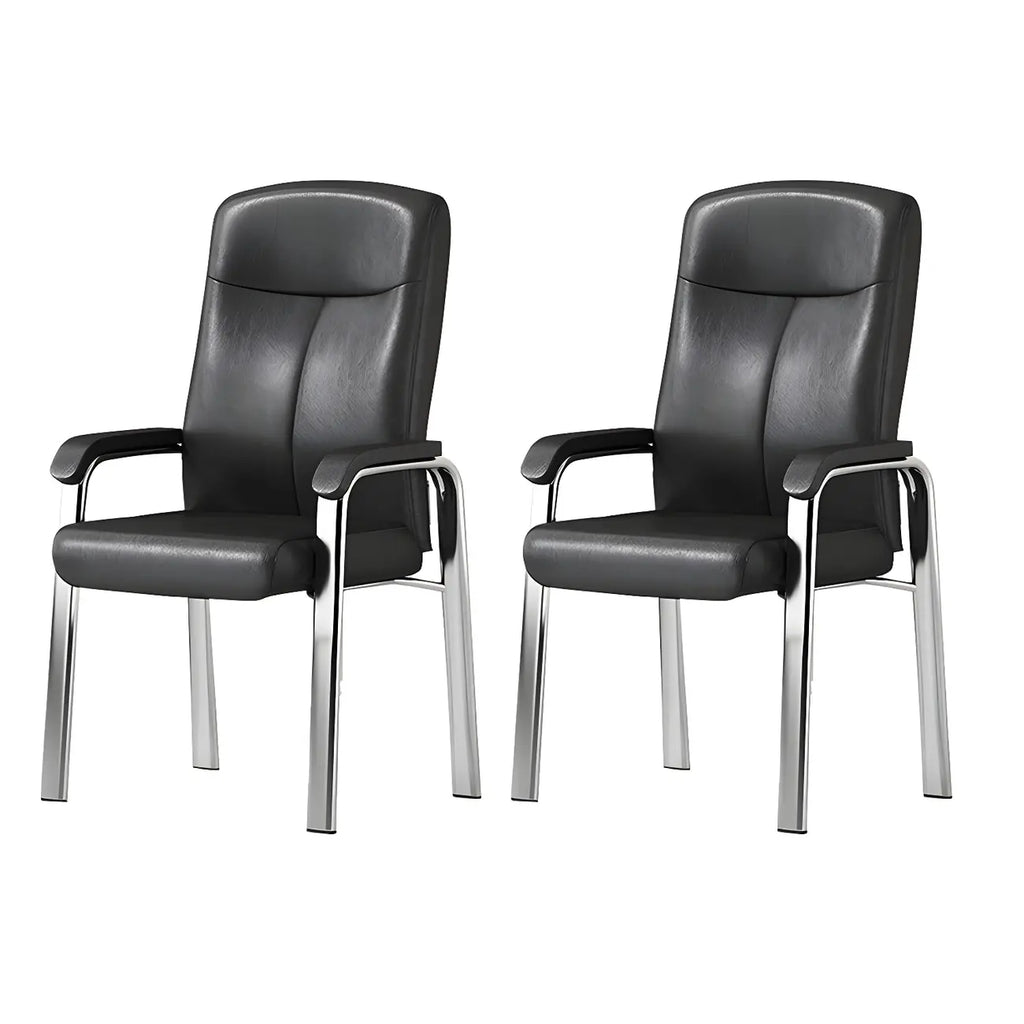 Chaise de bureau moderne HomeyFad en cuir et métal, à 4 pieds et accoudoirs