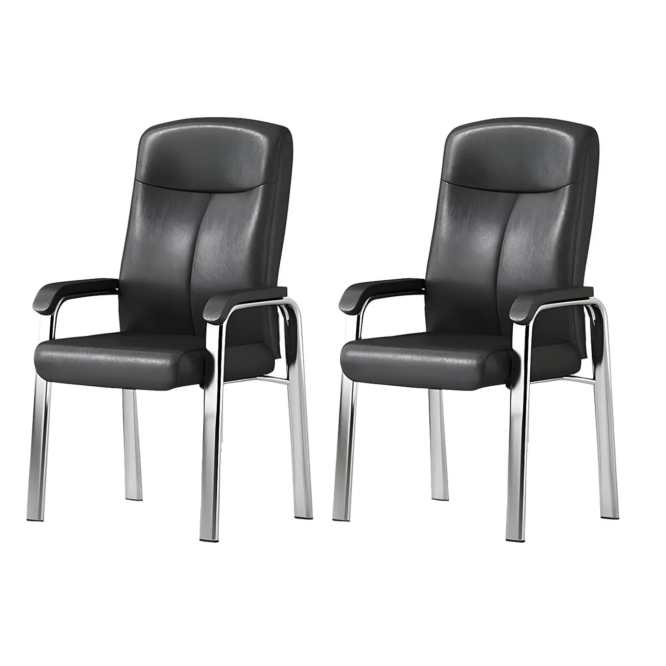 Chaise de bureau moderne HomeyFad en cuir et métal, à 4 pieds et accoudoirs