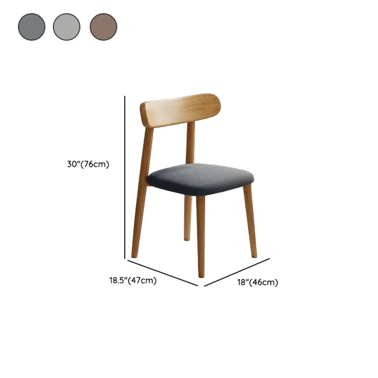 Chaise de salle à manger moderne en cuir sans accoudoirs et dossier bas