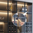 Armoire à vin minimaliste en bois noir avec porte vitrée