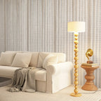 Lampadaire décoratif moderne à boules empilées avec abat-jour en tissu