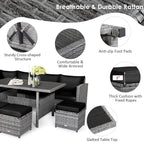 Ensemble de salle à manger Costway 7 pièces en rotin pour terrasse, canapé sectionnel et pouf - Voir détails