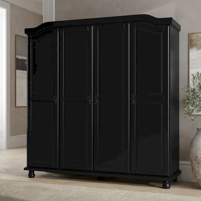 Armoire-penderie Kyle 4 portes de Palace Imports, 100 % bois massif, avec portes en bois massif ou miroir