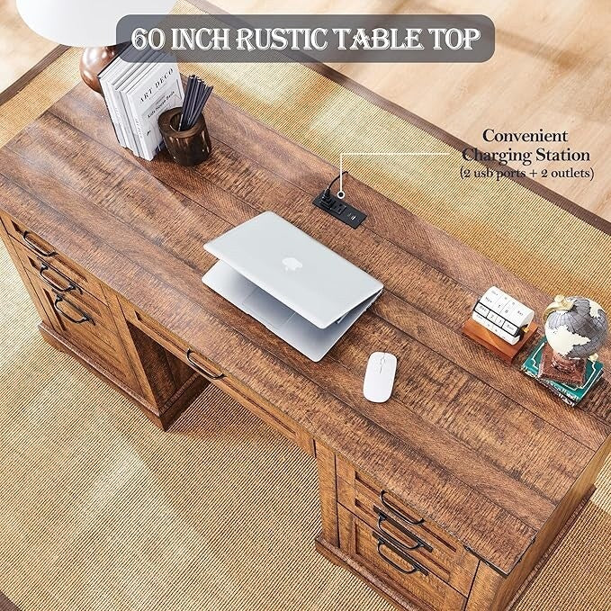 Bureau de direction style ferme, bureau en bois pour bureau à domicile, bureau d'ordinateur