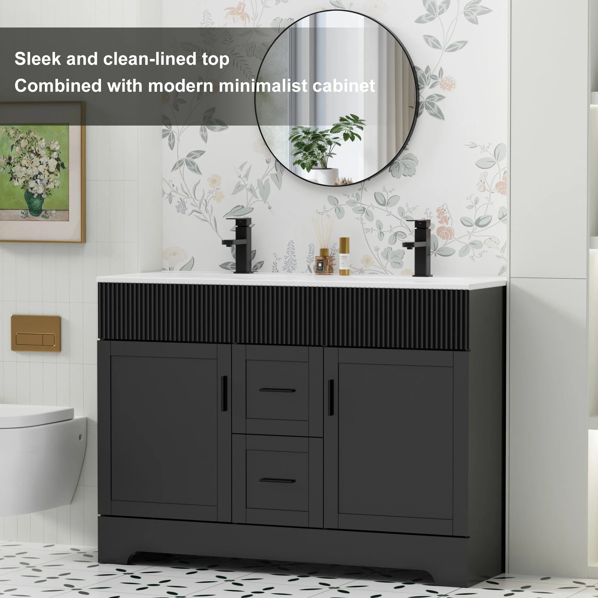 Ensemble meuble-lavabo Wavy Line 30/36/48 avec lavabo et robinet