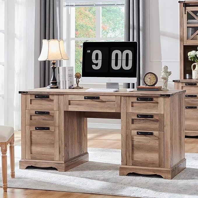 Scrivania da 60 per ufficio in stile rustico, scrivania in legno per ufficio domestico, scrivania per computer
