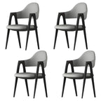 Chaise de salle à manger moderne en cuir avec dossier incurvé et accoudoirs ouverts