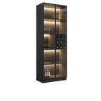 Armoire à vin minimaliste en bois noir avec porte vitrée