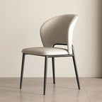 Chaise de salle à manger moderne en similicuir à dossier bas incurvé