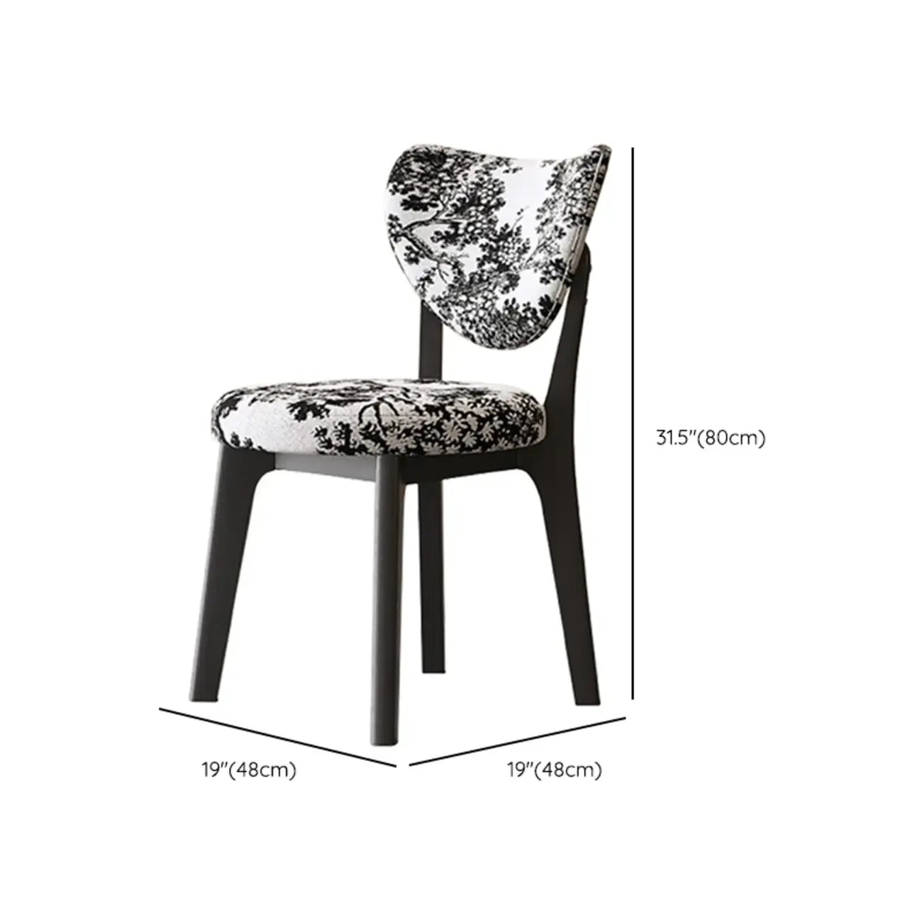 Chaise de salle à manger moderne sans accoudoirs à oreilles en similicuir