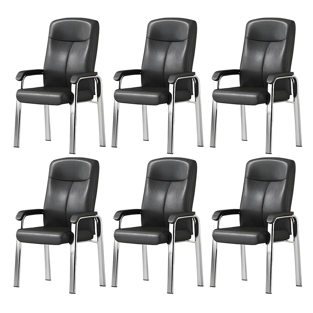 Chaise de bureau moderne HomeyFad en cuir et métal, à 4 pieds et accoudoirs