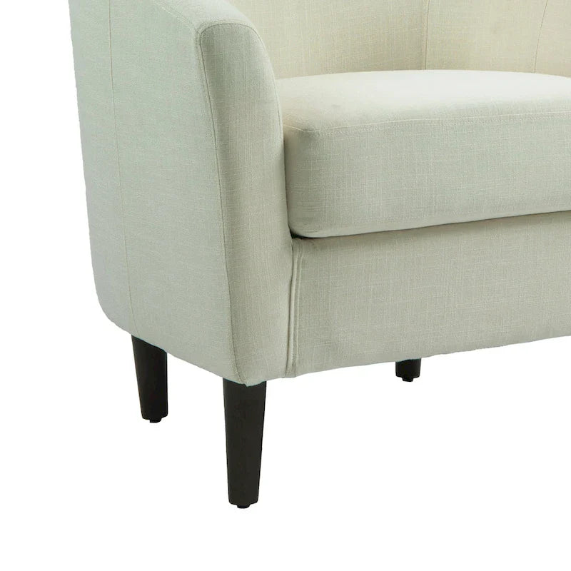 2 fauteuils club modernes en lin avec accoudoirs ronds