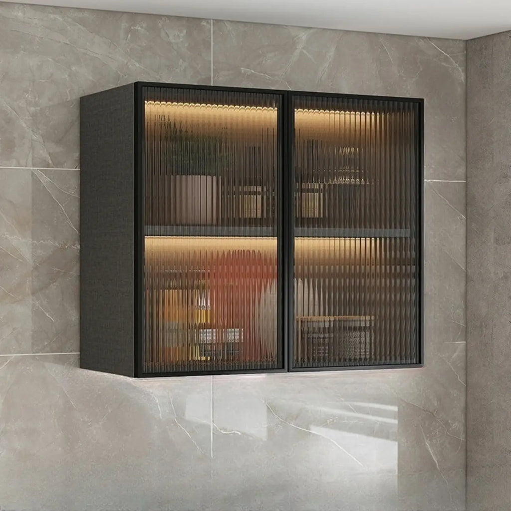 vaisselier mural gris en bois pour cuisine