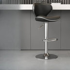 Tabouret de bar pivotant et réglable avec selle rembourrée en cuir