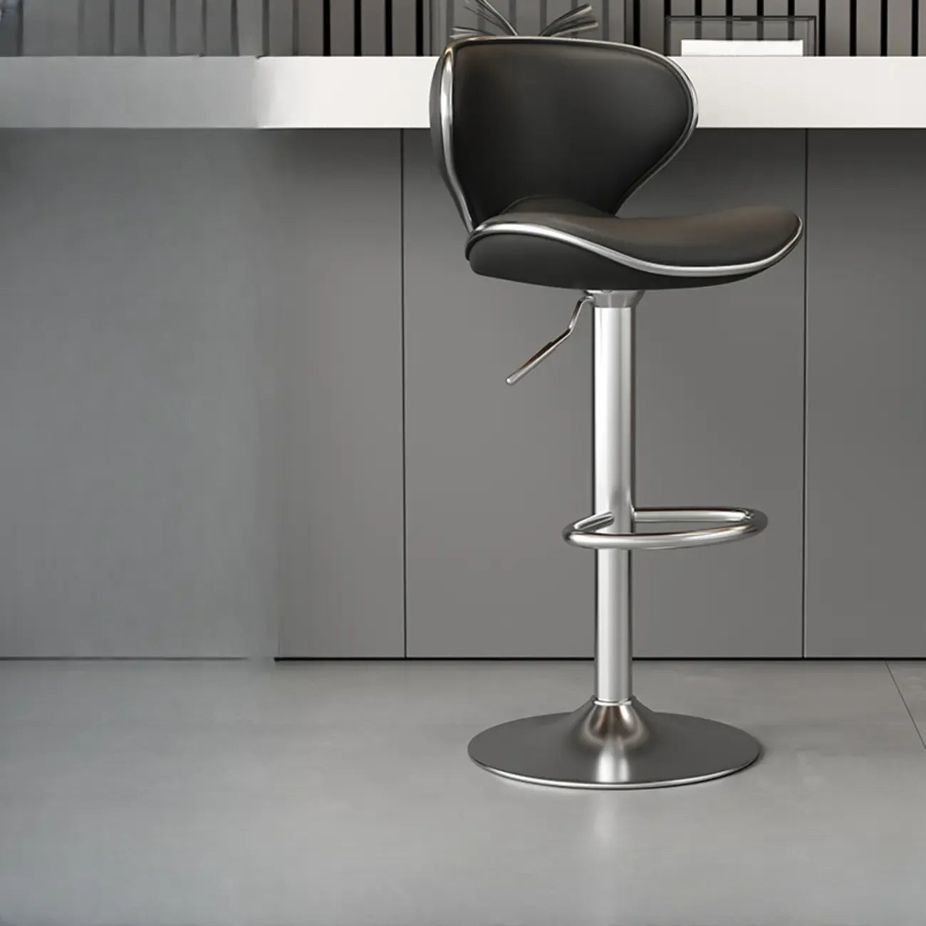 Tabouret de bar pivotant et réglable avec selle rembourrée en cuir