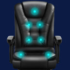 Fauteuil de bureau pivotant ergonomique en cuir noir avec repose-pieds