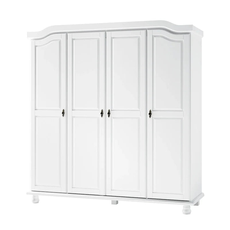 Armoire-penderie Kyle 4 portes de Palace Imports, 100 % bois massif, avec portes en bois massif ou miroir
