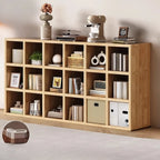 Bibliothèque horizontale moderne en bois à 8 cubes, finition naturelle