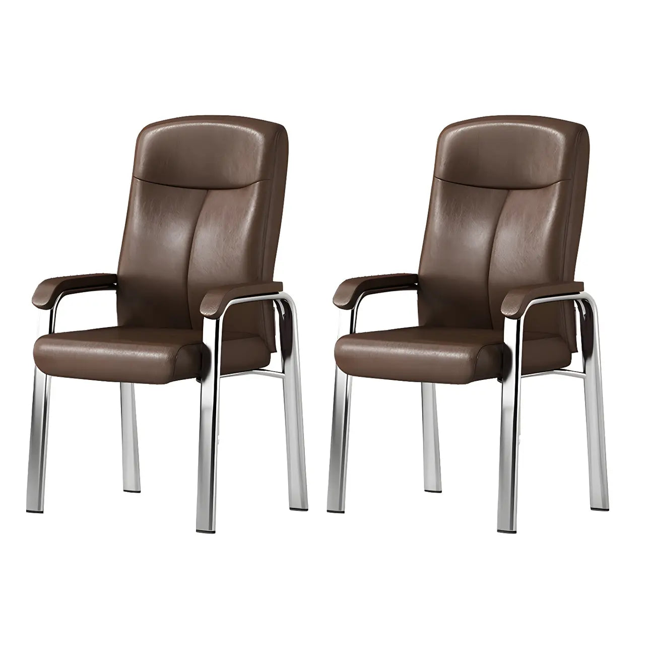 Chaise de bureau moderne HomeyFad en cuir et métal, à 4 pieds et accoudoirs