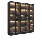 Armoire à vin minimaliste en bois noir avec porte vitrée