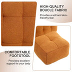 HOMEFUN Poltrona singola moderna trapuntata in Bouclé con pouf