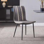 Chaise de salle à manger moderne sans accoudoirs, en similicuir gris et pieds en métal
