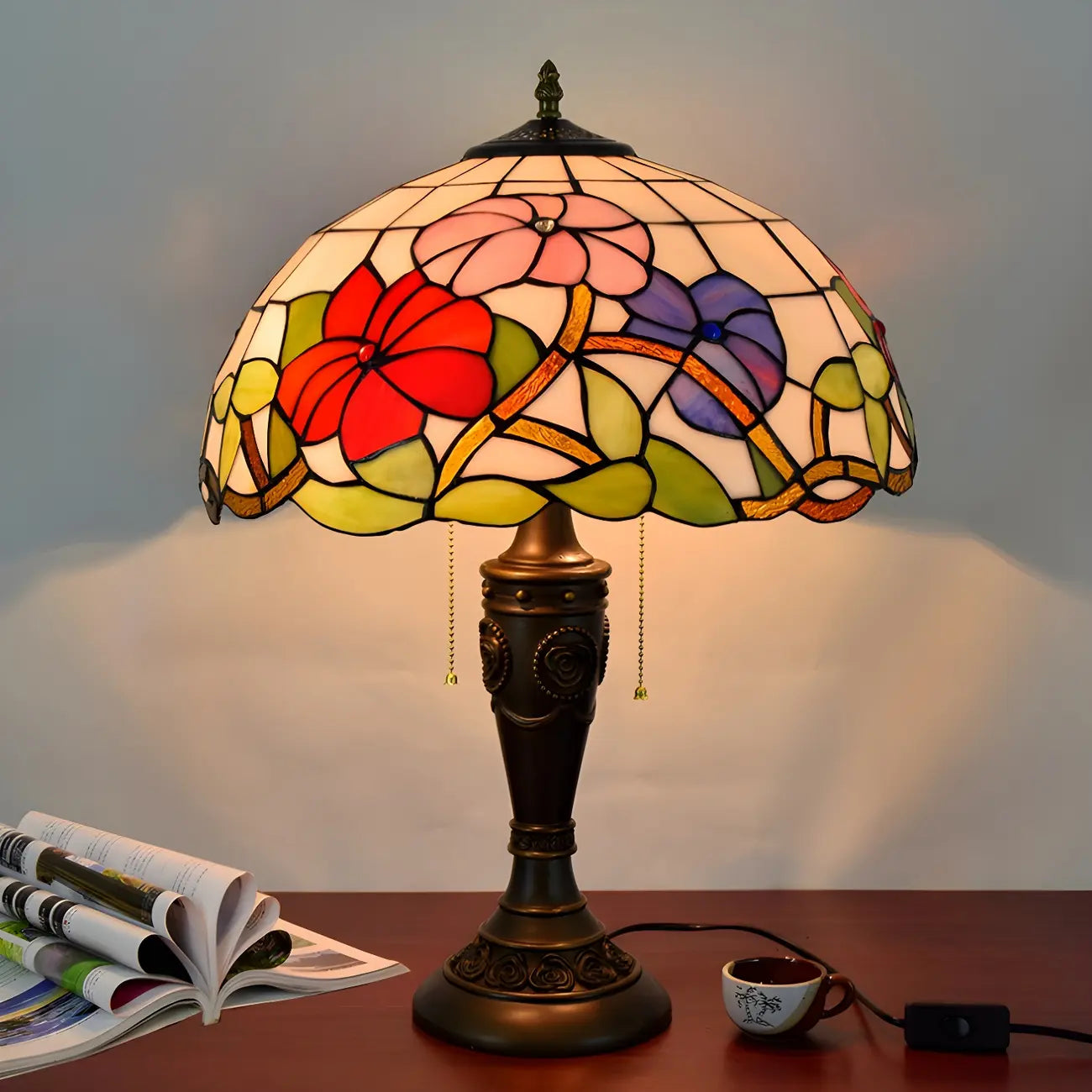 Lampe de table HomeyFad à 2 lumières avec dôme en verre et acier inoxydable de style vintage