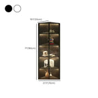 Vitrine d'angle moderne en métal gris et bois avec porte vitrée