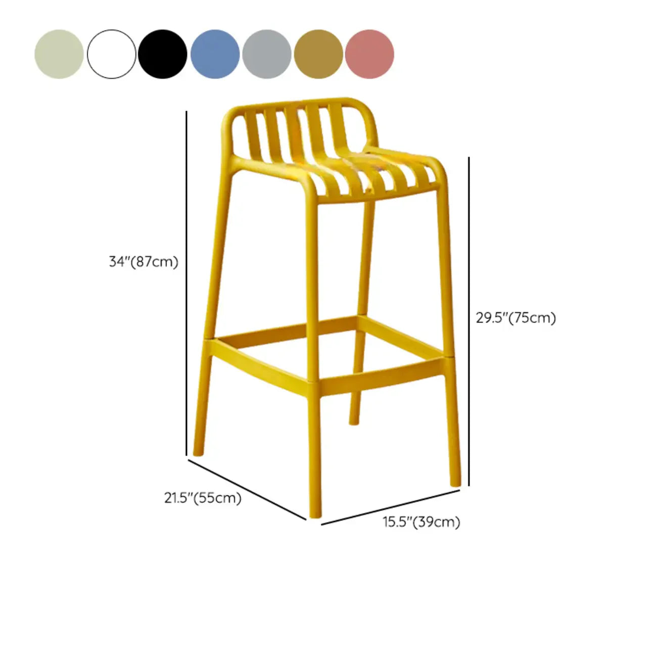 Tabouret de bar minimaliste en plastique pour intérieur et extérieur