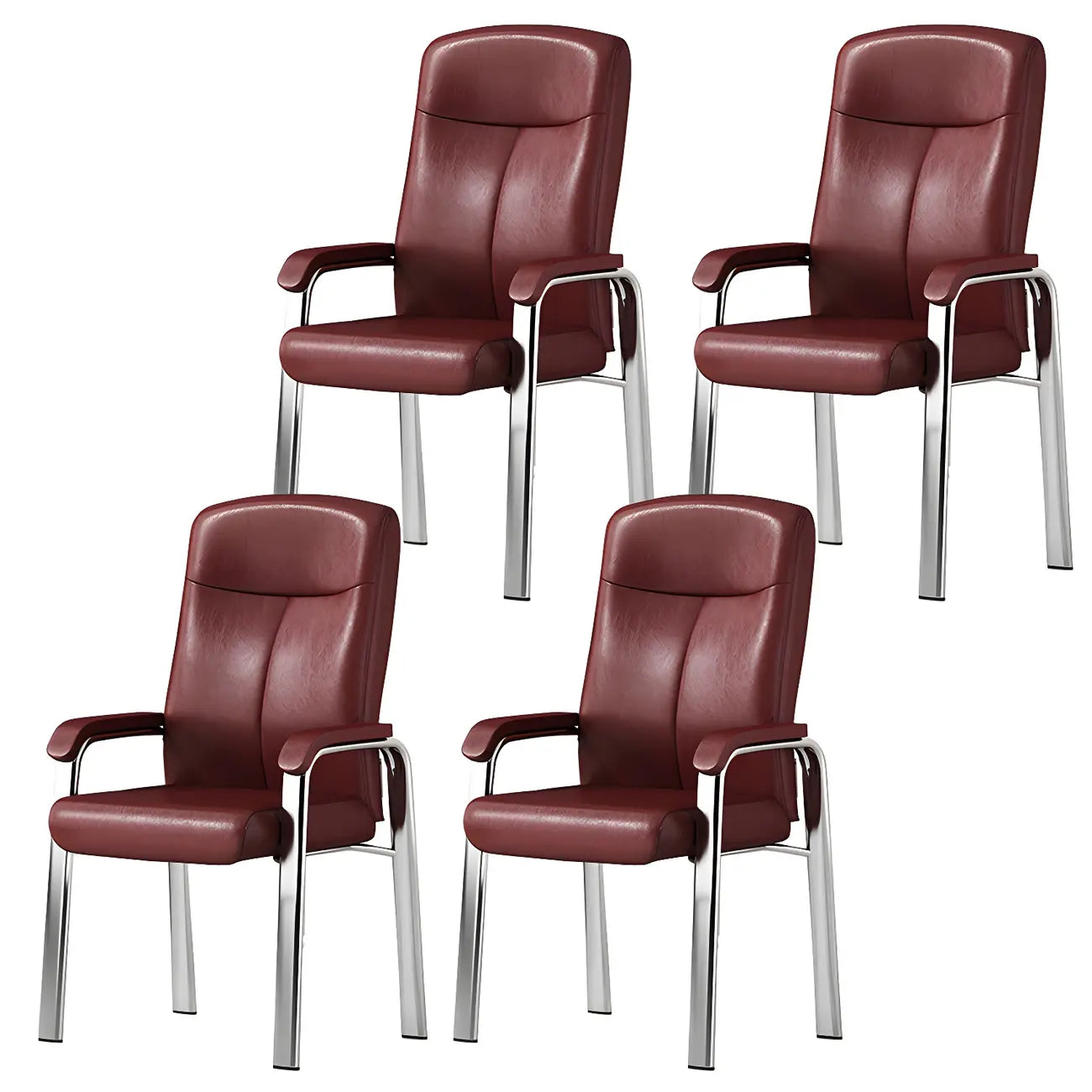 Chaise de bureau moderne HomeyFad en cuir et métal, à 4 pieds et accoudoirs