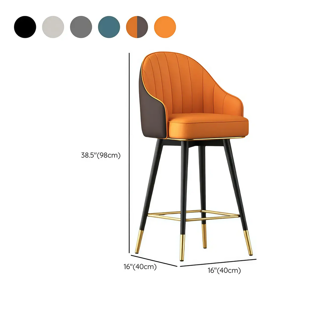 Sgabello da bar imbottito girevole in pelle Art Déco