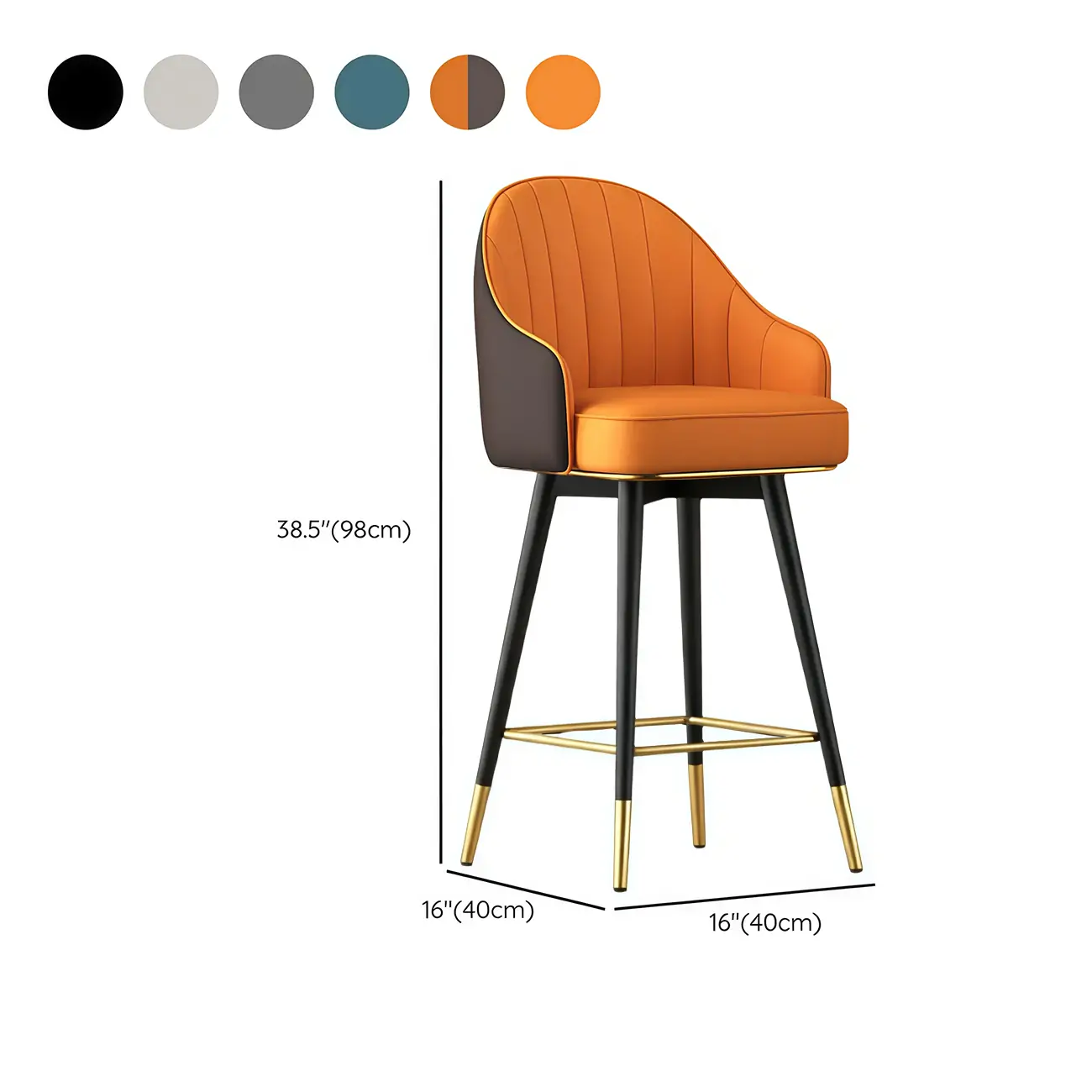 Sgabello da bar imbottito girevole in pelle Art Déco