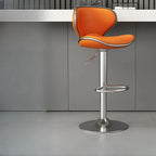 Tabouret de bar pivotant et réglable avec selle rembourrée en cuir