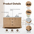 Meuble-lavabo Hervas avec plateau en marbre naturel, sans miroir.