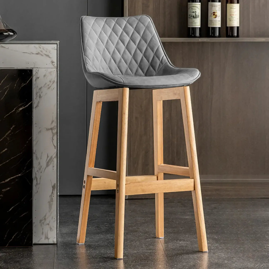 Tabourets de bar modernes du milieu du siècle en similicuir avec pieds en bois