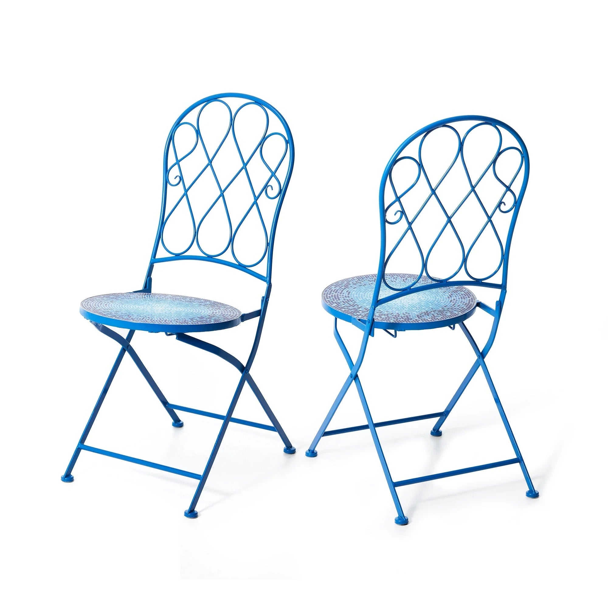 Ensemble bistrot pliant en métal Glitzhome pour extérieur, 3 pièces, table et chaises de patio