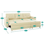 Canapé d'angle convertible et réversible avec lit gigogne, méridienne de rangement dissimulée et pieds robustes.