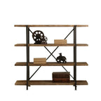 Bibliothèque murale industrielle en bois et métal à 4 niveaux