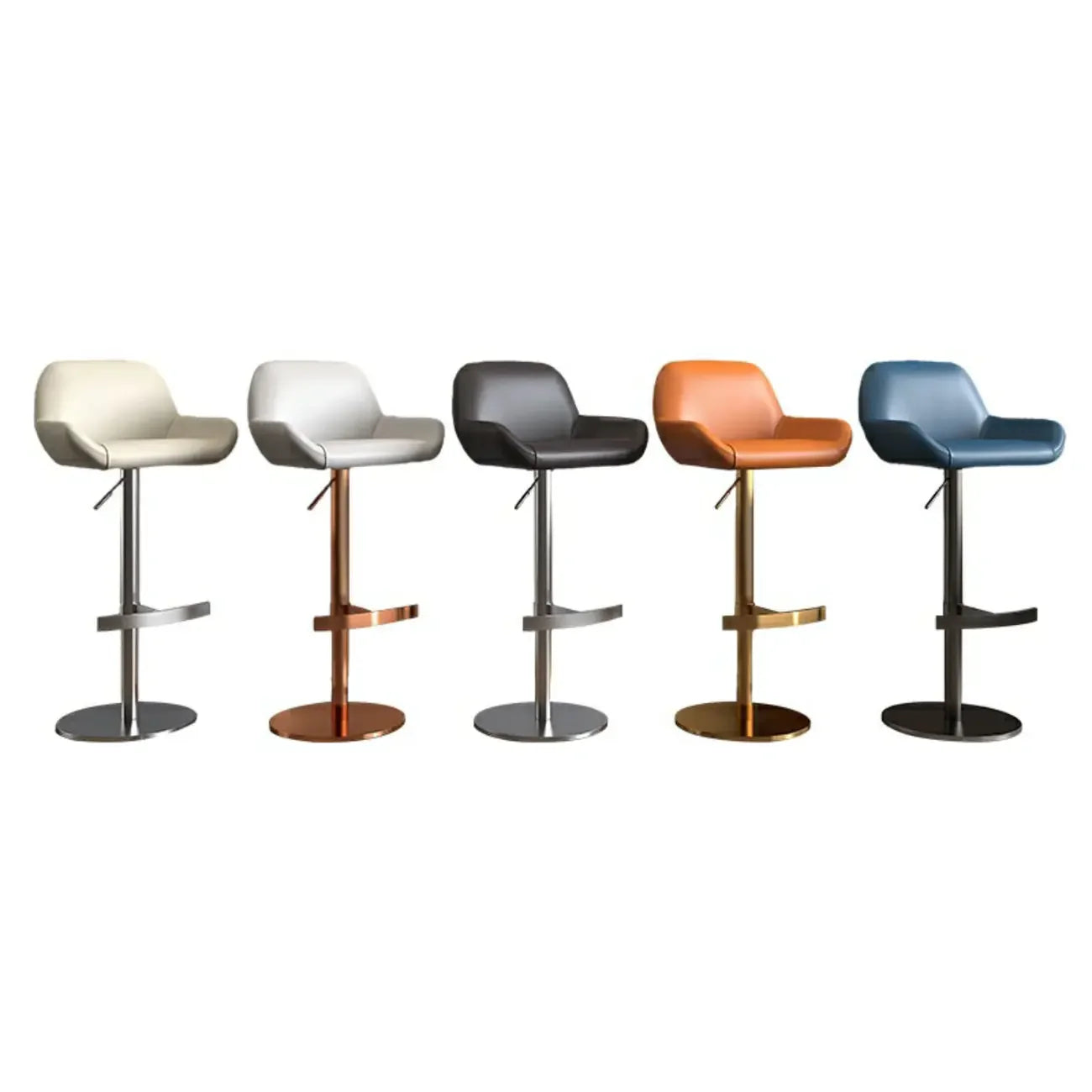 Tabourets de bar pivotants minimalistes en cuir avec dossier bas pour la cuisine