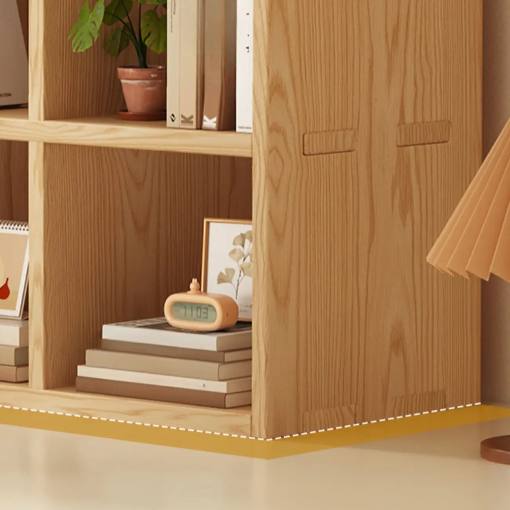 Bibliothèque horizontale moderne en bois à 8 cubes, finition naturelle
