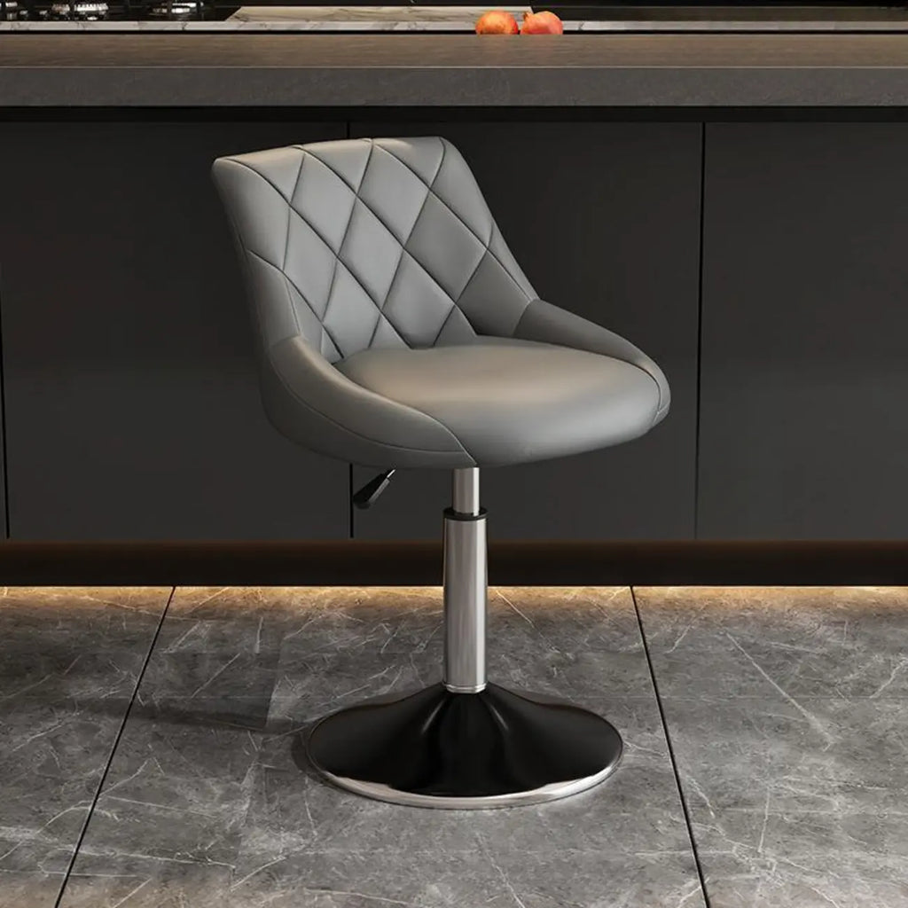 Tabouret de bar pivotant capitonné à losanges, réglable, en cuir PU noir et rouge