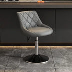 Tabouret de bar pivotant capitonné à losanges, réglable, en cuir PU noir et rouge