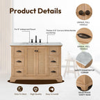 Meuble-lavabo Hervas avec plateau en marbre naturel, sans miroir.