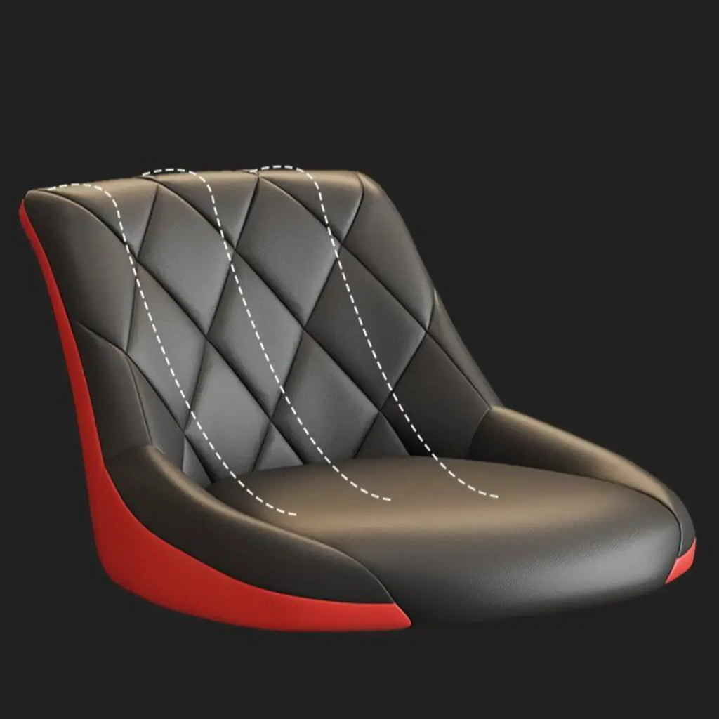 Tabouret de bar pivotant capitonné à losanges, réglable, en cuir PU noir et rouge