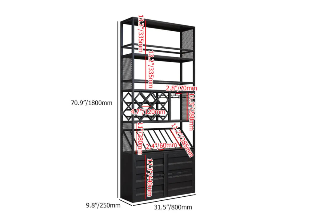 Casier à vin industriel polyvalent en métal avec armoire