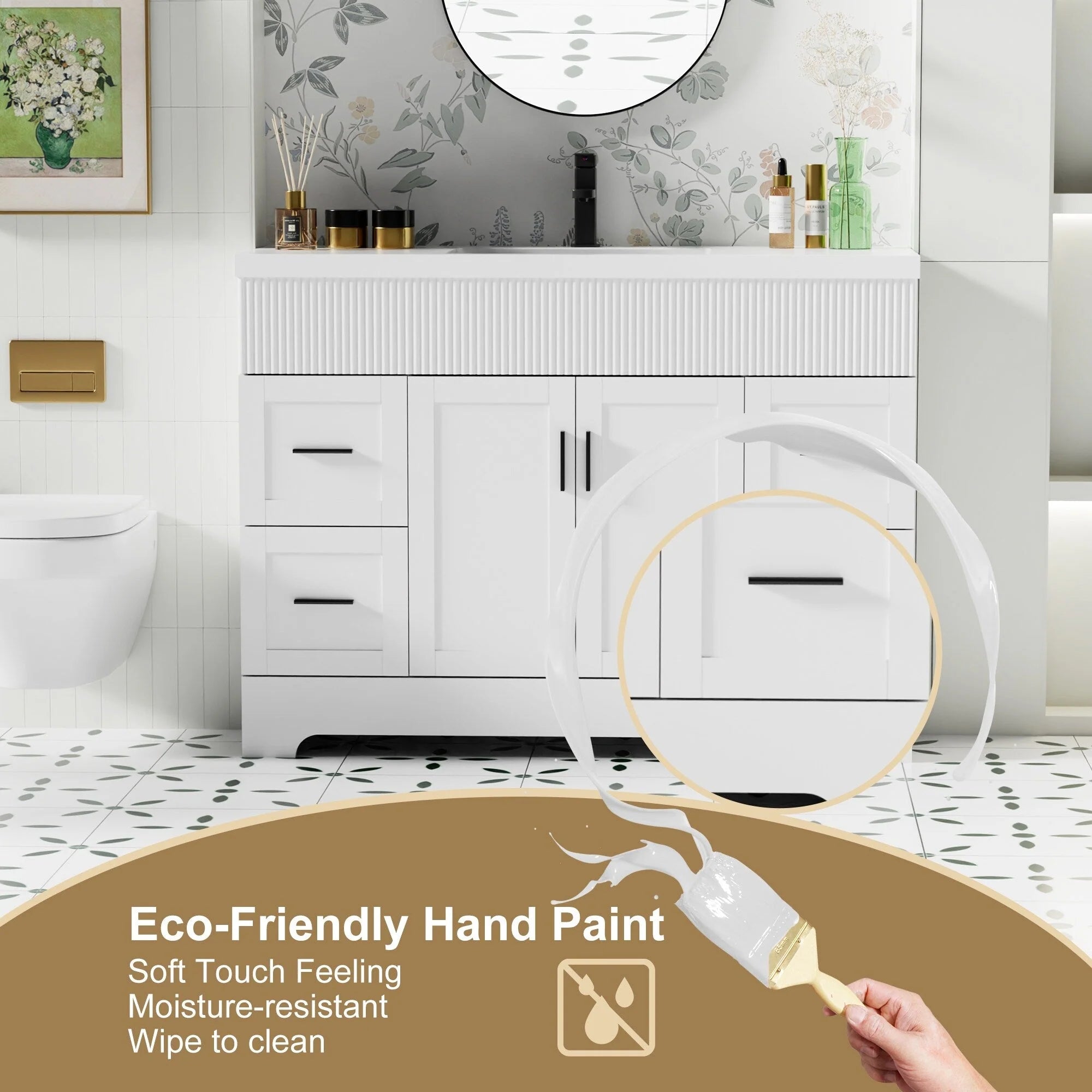 Ensemble meuble-lavabo Wavy Line 30/36/48 avec lavabo et robinet