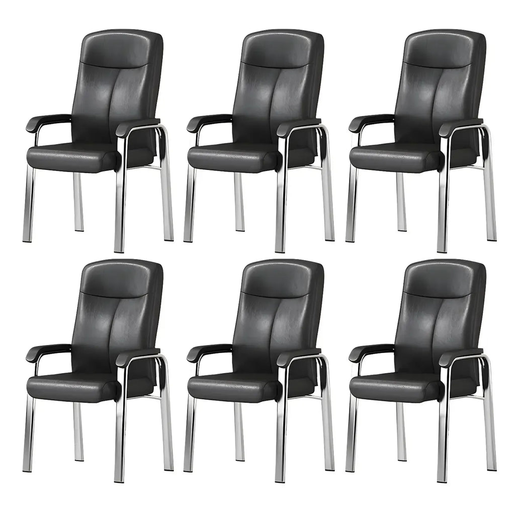 Chaise de bureau moderne HomeyFad en cuir et métal, à 4 pieds et accoudoirs